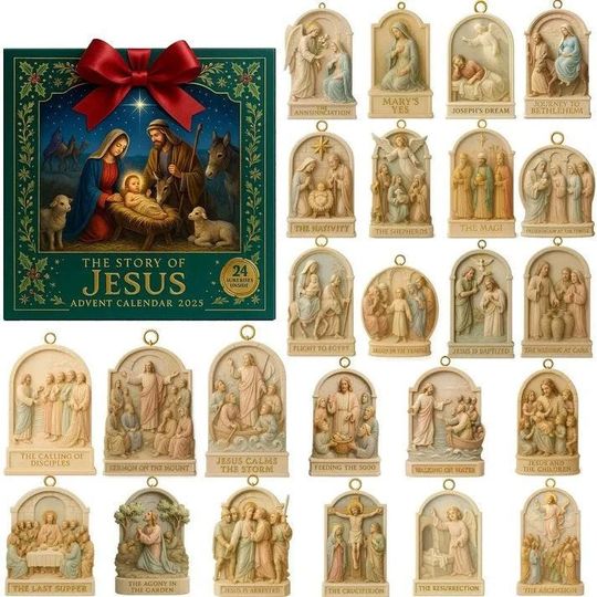 Discover The Story of Jesus Advent Calendar,  Gift For Jesus Lover, Faith Based, Christian Home Decor, Christmas Countdown Calendar, Religious Gift