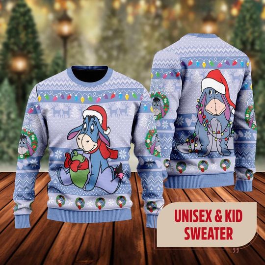Discover Eeyore Ugly Christmas Sweater, Winnie The Pooh Movie Xmas Sweatshirt, Donkey Winnie The Pooh Christmas Gift For Men Women Kid