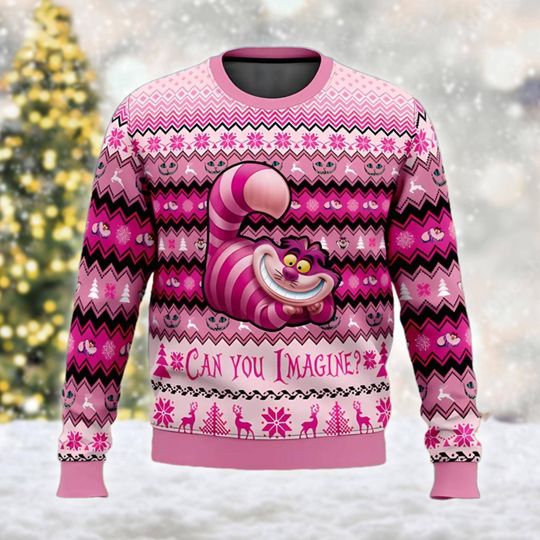Cheshire Cat Christmas Ugly Sweater, Cheshire Cat Santa Xmas Sweater, Alice in Wonderland Shirt, Christmas Party Gift For Men Women Kid
