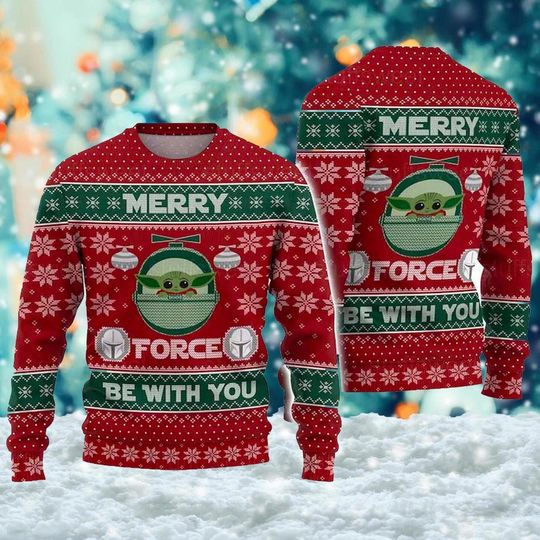 Discover Galaxy Green Baby 3D Ugly Sweater, Kidalorian Ugly Christmas Sweater, Xmas Sweatshirt, Christmas Gift For Men Women Kid, Star Hero Shirt