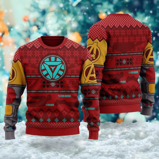Iron Man Xmas Sweatshirt, US Hero Movie Ugly Christmas Sweater, Christmas Gift For Men Women Kid