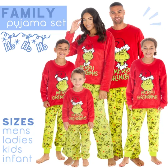 Discover Family Kids Adults Matching Christmas funny character Pyjamas Xmas Pyjama Set Fleece PJ's