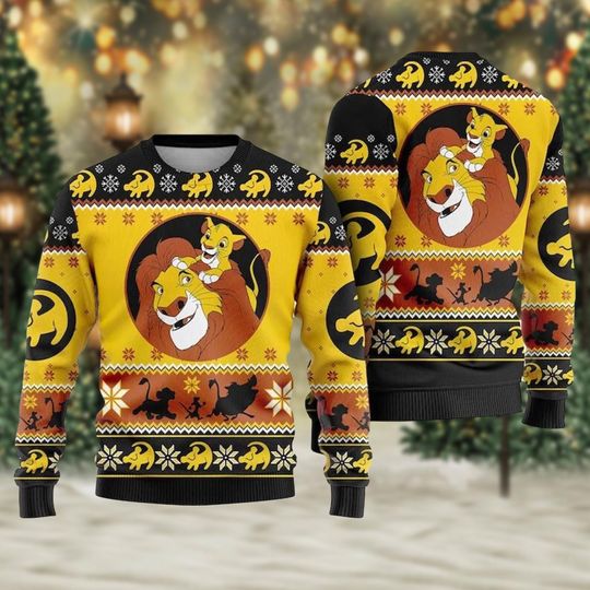 Lion King Santa Xmas Sweatshirt, The Lion King Ugly Christmas Sweater, Simba Cartoon Movie Xmas Sweatshirt, Christmas Gift For Men Women Kid
