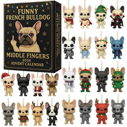 Discover Funny French Bulldog Advent Calendar, Holiday Tree Decoration Gift for Pet Lovers and Dog Owners, Christmas Countdown Calendar