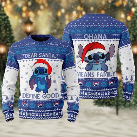 Discover Cute Stitchmas Ugly Christmas Sweater, Dear Santa Define Good Xmas Sweatshirt, Stitch Christmas Gift For Men Women Kid, Stitch Xmas Shirt