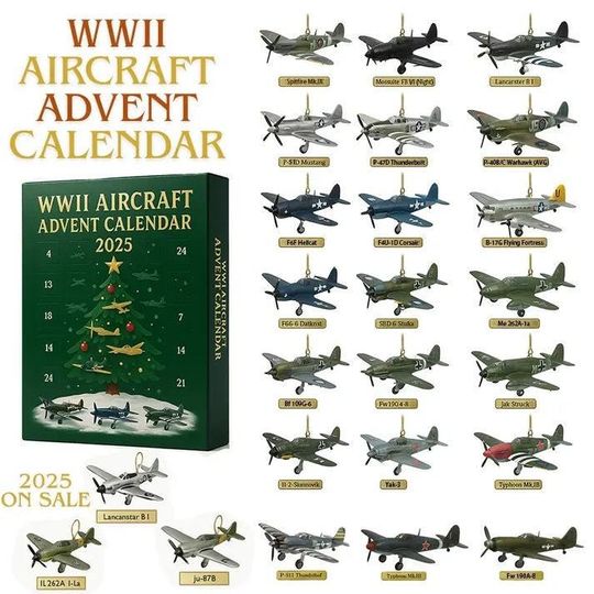 Discover WWII Aircraft Advent Calendar, Mini Aircraft Ornaments Box, Aviation Collector Christmas Countdown Gift, History Buffs and Collectors