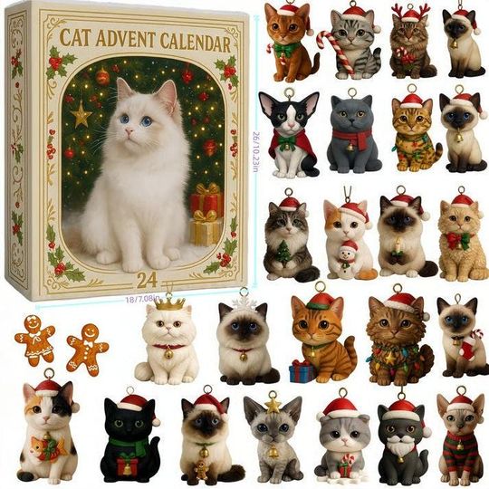 Discover Christmas Cat Advent Calendar, Christmas Gift for Cat Lovers, Christmas Countdown Calendar, Cat Mom, Cat Dad, Pet Lovers Gift