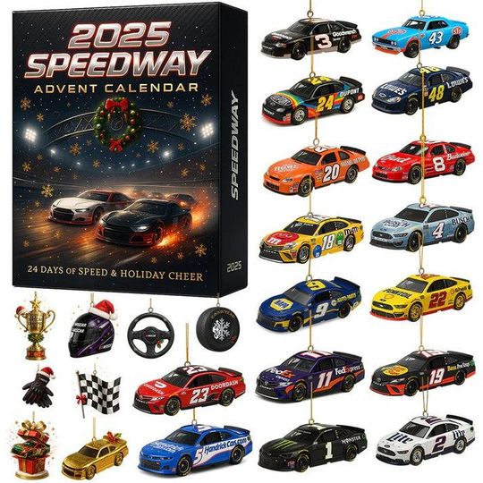 Discover Racing Car Toy Advent Calendar, Countdown Calendar for Kids, Gifts for Car Lovers, Christmas Collectible Cars, Christmas Tree Ornament