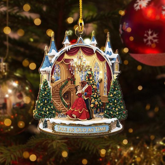 Discover Personalized Beauty and the Beast Ornament, Custom 2025 Disney Couple, Belle and Beast Christmas Tree, Holiday, Fairytale Wedding, Romantic