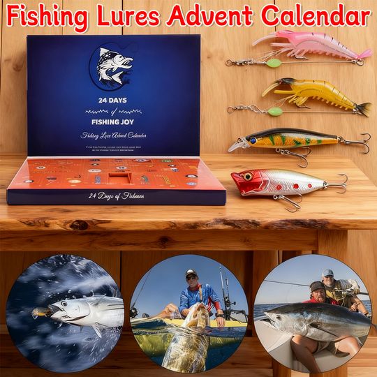 Christmas Fishing Lures Advent Calendar 24 Days Fishing Tackle Countdown Calendar Box Creative Xmas Surprise Gift For Fishers