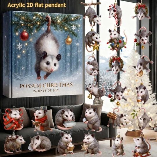 Discover 2025 Christmas Advent Calendar Colorful Bells Possum Design 24-Day Countdown Christmas Tree Pendant Festive Ornaments