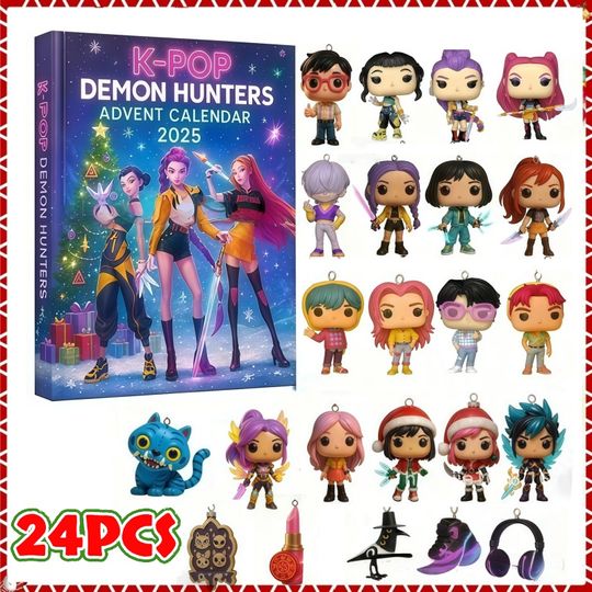 Discover Acrylic Demon Hunter Advent Calendar Christmas Ornament Kpop Style Advent Box Cute Holiday Decor Teens Gift 2025 Advent Calendar
