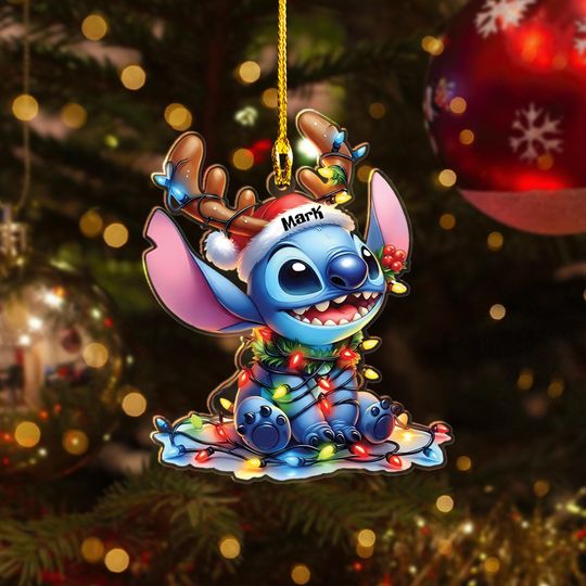 Discover Personalized Stitch Christmas Ornament, Disney Stitch Xmas Ornament Hanging, Customized Stitch 2025 Christmas Tree Decor Gift