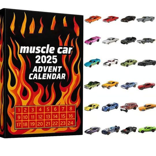 Discover Hot Wheels Muscle Car Advent Calendar, Classic Car Christmas Decor, Gift for Car Lovers & Collectors, Christmas Countdown Calendar