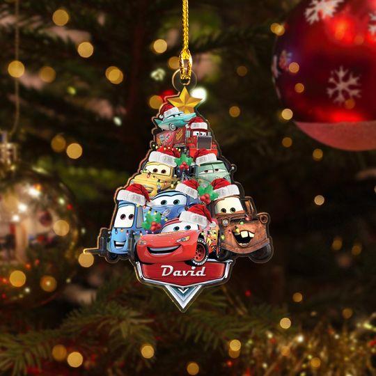 Discover Personalized Name Car Characters 2D Flat Christmas Ornament, McQueen Ornament, Car Ornament, Christmas Tree Decor Gift