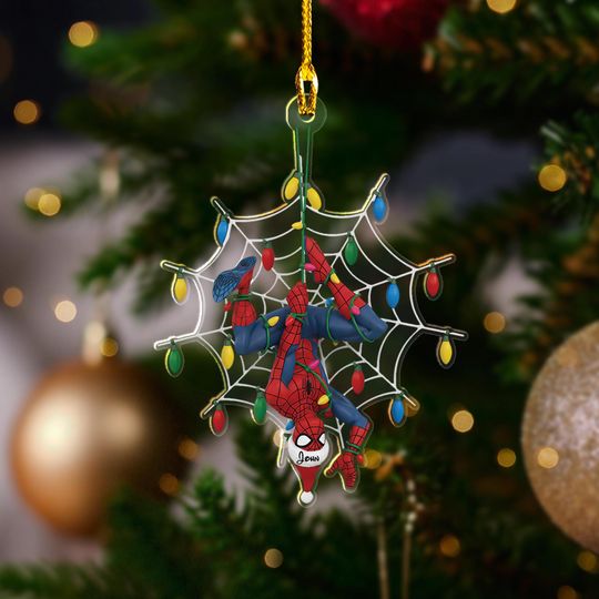 Discover Personalized Spiderman Christmas Ornament, Custom Kid Spidey Ornament, Birthday Boy Gift, Spidey Xmas 2025 Ornament, Superhero Ornament