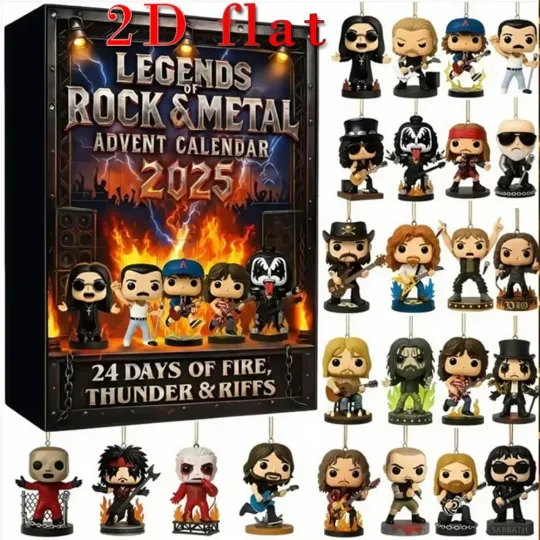 Discover 2026 Rock and Metal Advent Calendar 2D Flat Acrylic Iconic Music Character Collection Is Suitable for Rock and Metal Fans' Gifts