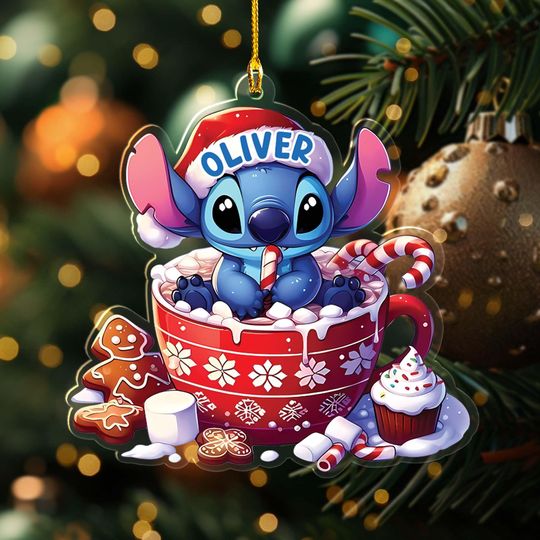 Discover Personalized Stitch Christmas Ornament, Disney Stitch Xmas Ornament Hanging, Customized Stitch 2025 Christmas Tree Decor Gift
