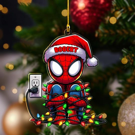 Personalized Superhero Ornament Custom Spidey Christmas Ornament Spiderman Ornament Custom Kid Spidey Ornament, Christmas Gift Kids Ornament
