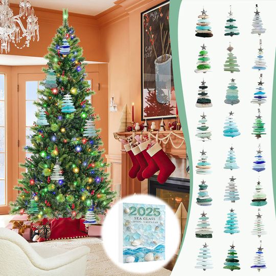 Discover 2025 Sea glass Christmas tree Blind Box Christmas Advent Calendar Christmas Blind Box 24-Day Countdown Surprise Gift Box
