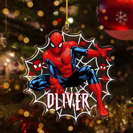Personalized Spiderman Ornament, Custom Christmas Ornament, Kids Name Ornament, Christmas Ornament For Boys, Spiderman Ornament