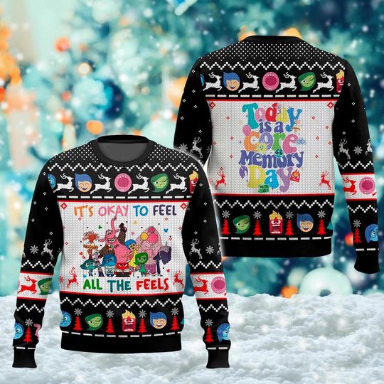 Its Okay To Feel All The Feels Inside Out Ugly Christmas Sweater, Inside Out Xmas Sweatshirt, Inside Out Christmas Gift For Men Women Kid