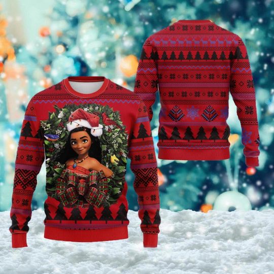 Discover Moana Women Men Ugly Christmas Sweater, Moana Princess Xmas Sweatshirt, Island Native Princess Girl Shirt, Christmas Gift For Kid Family