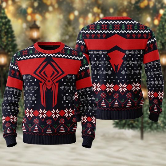 Discover 2099 Spider Hero Ugly Christmas Sweater, Xmas Sweatshirt, Christmas Gift For Men Women Kid, Spider Icon Christmas Shirt