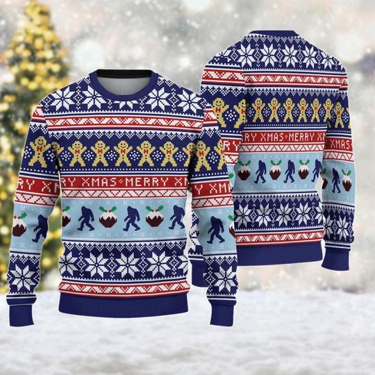 Discover Bigfoot Christmas Ugly Christmas Sweater, Funny Monster Christmas Sweatshirt, Bigfoot Xmas Holiday Shirt, Christmas Gift For Men Women Kid