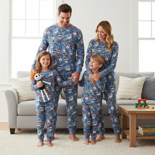 Discover Nightmare Before Xmas Pajamas, Family Long Pajamas, Jack Long Sleeve PJs, Spooky Pajamas Set, Family Sleepwear Gift