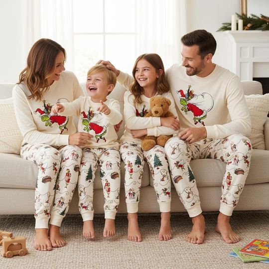 Discover Family Christmas Pajamas Set, Long Sleeve Matching Sleepwear for Adults and Kids