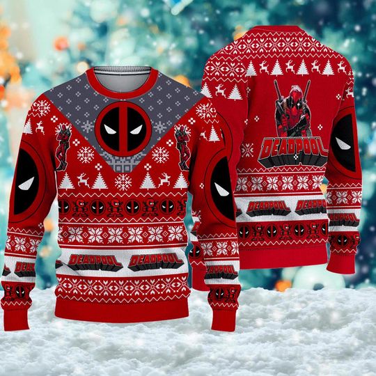 Discover Deadpool Holiday Xmas Sweater, Deadpool Ugly Christmas Sweater, Deadpool Christmas Gift For Men Women Kid, Superhero Christmas Sweater