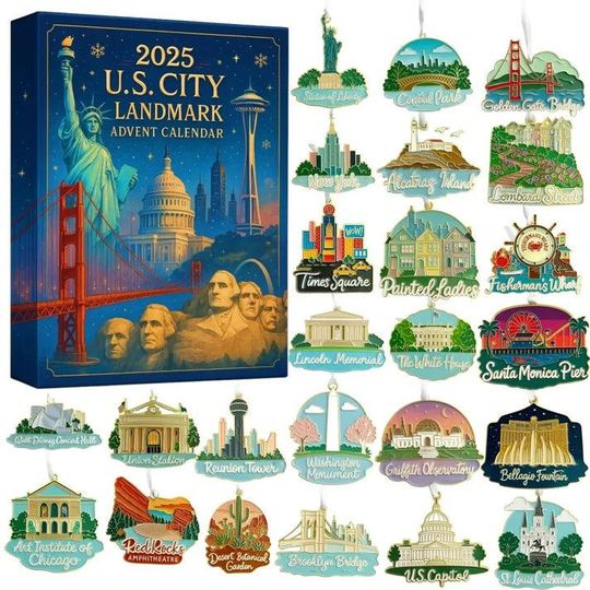 Discover US City Landmark Advent Calendar, Chirstmas Gift For Him Her, Travel Souvenir Gift, America Trip Souvenir, Travel Keepsake