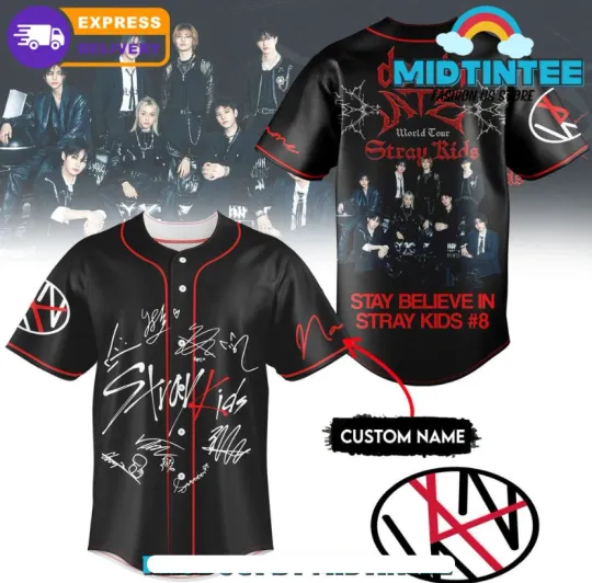 Discover Stray Kids Dominate Tour 2025 Custom Name Baseball Jersey