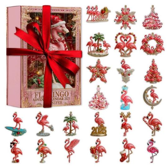 Discover Christmas Flamingo Advent Calendar,  Christmas Countdown Calendar, Pink Flamingo Figurines Gift, Holiday Flamingo Lover Gifts