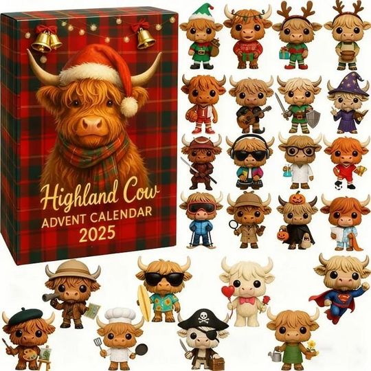 Discover Highland Cow Advent Calendar 2025, Gifts For Highland Cow Lovers, Farmhouse Decor, Unique Animal Gifts, Christmas Ornament