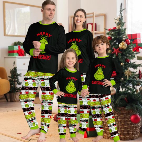 funny character Family Matching Christmas Pajamas Set  Holiday Sleepwear for Kids & Adults, Funny Xmas PJs, , funny character PJs, Matching Holiday PJs