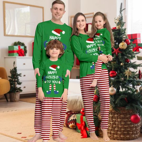 Matching Family Christmas Tree Pajamas Set, Green Holiday PJs, Festive Sleepwear for Men, Women & Kids, Cozy Xmas Outfit for Family Photos