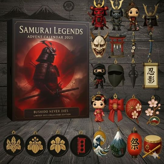 Discover 24 Samurai & Ninja Ornament Collector Set | Japanese Legends Christmas Decor | Bushido Never Dies Figures | Asia Mythology