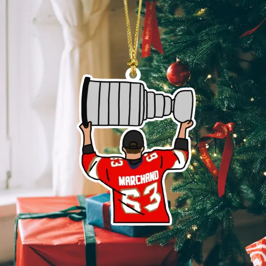 Discover Brad #63 Marchand Florida Hockey Trophy 2D Acrylic Ornament Christmas Gift
