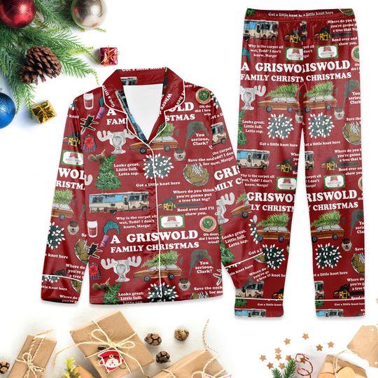 Discover National Lampoon Griswold Family Christmas Pajamas Set | Funny Holiday Sleepwear | Christmas Vacation Movie PJs