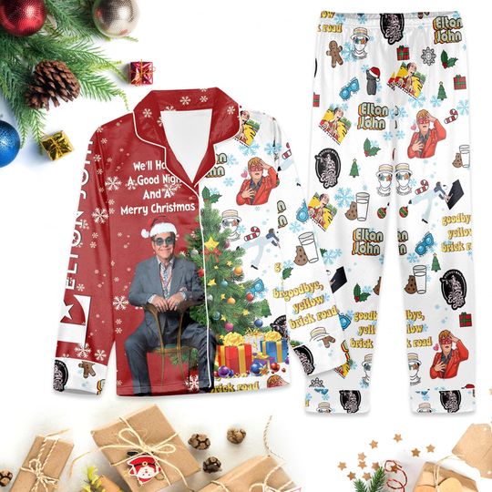 Elton John Xmas Pajamas  Have a Good Night Christmas Polyester PJ Set