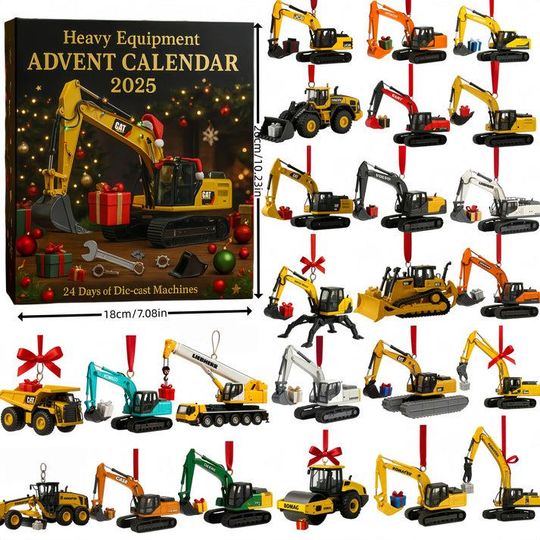 Discover Heavy Equipment Advent Calendar, Crane Car Building Blocks Advent Calendar, Gift For Excavator Lovers, Christmas Countdown Calendar