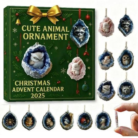 Discover Cute Animal Advent Calendar, Rabbit Sleeping, Baby Animal Christmas Ornament, Xmas Gift for Animal Lover, Christmas Countdown Calendar
