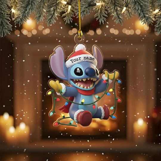 Discover Personalized Stitch Christmas Ornament, Disney Xmas Ornament Hanging, Christmas Tree Decor, Gift for Kid