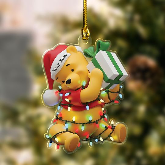 Personalized Winnie The Pooh Christmas Ornament, 2D Acrylic Flat