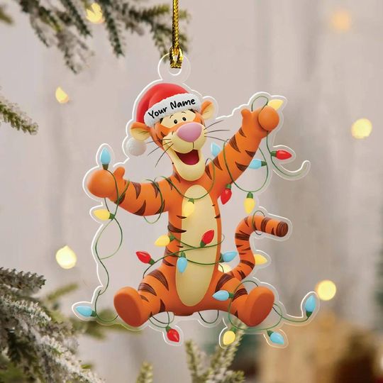Personalized Tigger Pooh Ornament, Custom First Christmas Ornament, Christmas Ornament Winnie the Pooh Baby Shower Gift