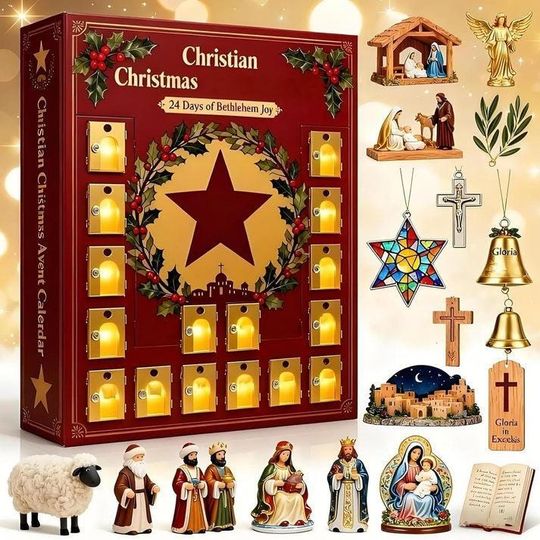 Discover Christian Advent Calendar, Gift For Jesus Lover, Faith Based, Christian Home Decor, Christmas Countdown Calendar, Religious Gift