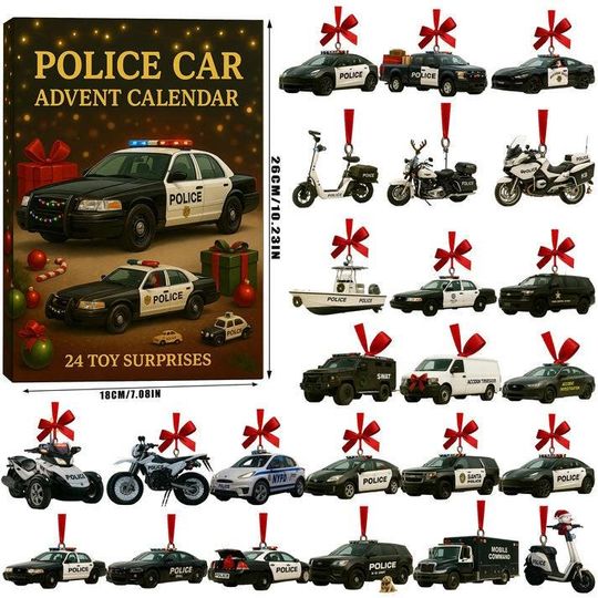 Police Car Advent Calendar, Law Enforcement Gift for Him Husband, Gift for Police Officer, First Responder, Chirstmas Countdown Calendar