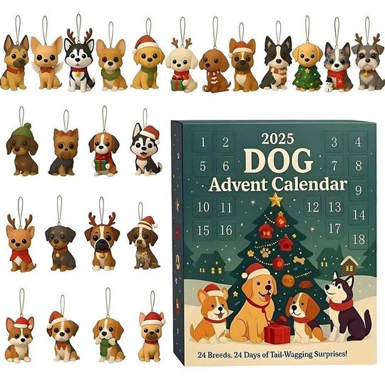 Discover Dog 2025 Advent Calendar, Gift For Pet Lover, Dog Mom, Dog Dad, Christmas Idea Pet Gift, Dog Countdown Gift, Animal Xmas Ornaments